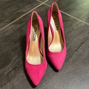 Pink suede heels